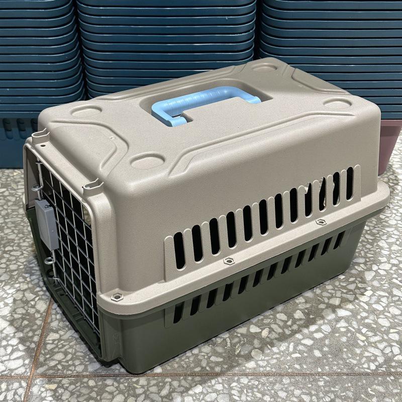 Portable Graphite Green Pet Carrier: Cat Cage & Dog Shipping Box