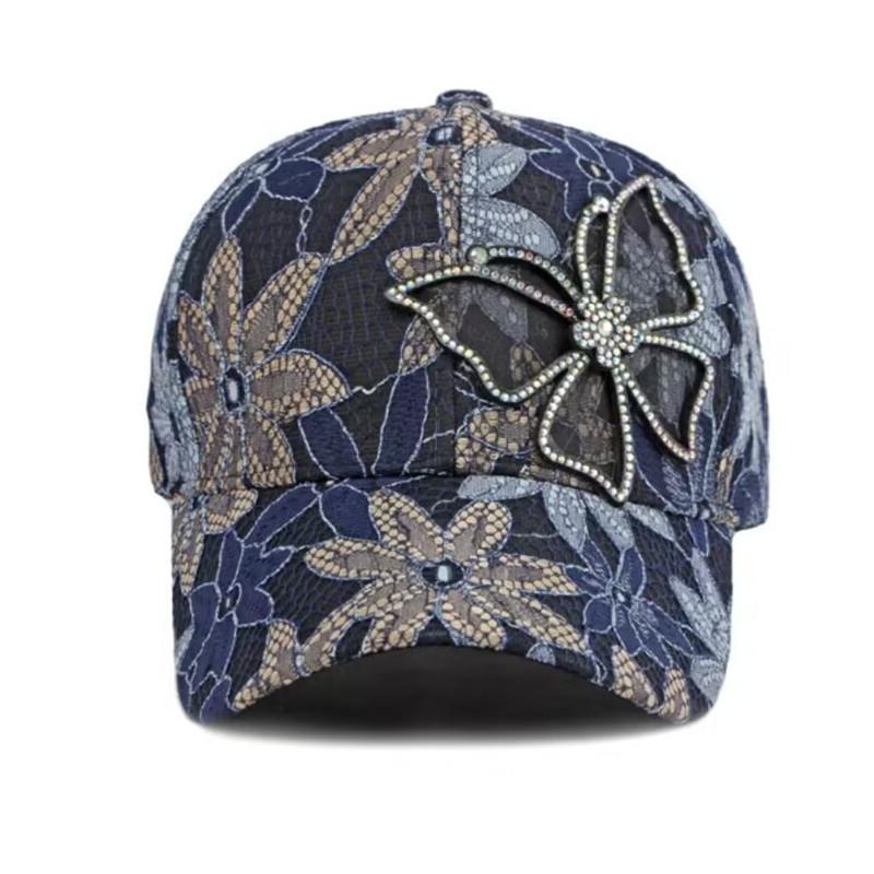 Women's Breathable Butterfly Baseball Cap - Lace Sun Hat with Rhinestone, Street Fashion Peaked Cap for All-match Outfits