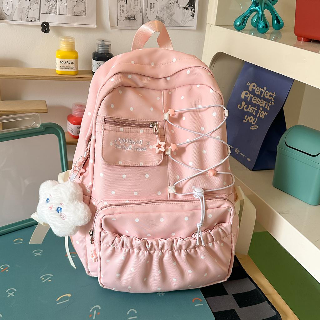 New schoolbag Japanese-style INS cute girl bow middle school student collegiate backpack lightweight and sweet backpack