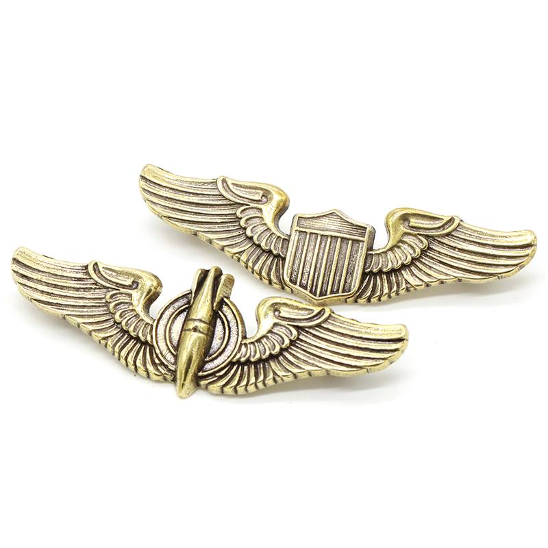 Punk Retro Brass United States Air Force Flying Badge Logo Eagle Wing Missile Screw Rivet Button Diy Leather Bag Wallet Garment