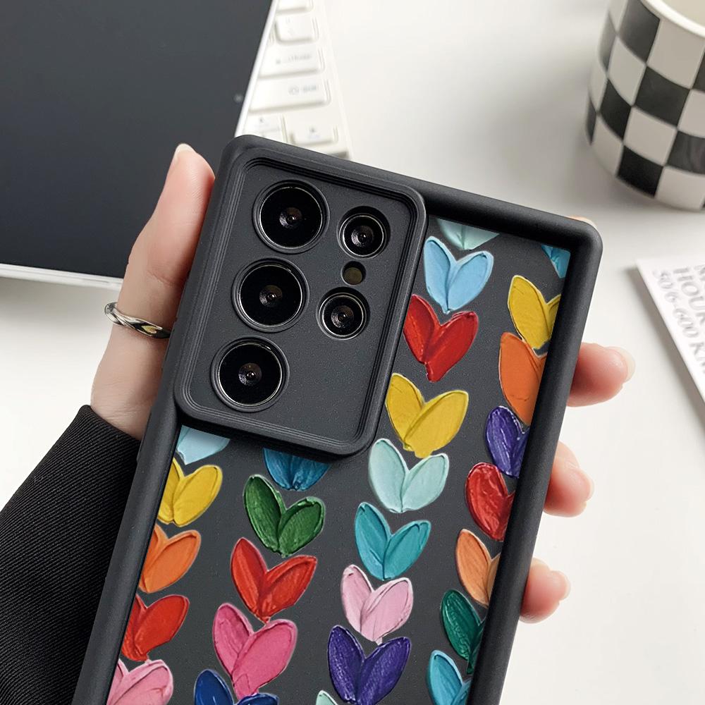 Soft Case For Samsung A55 5G S25 Ultra S24 FE A54 A16 A15 A53 A35 A34 A14 A13 A06 A05 A05s A33 A25 S23 S22 Plus Love Heart Cover