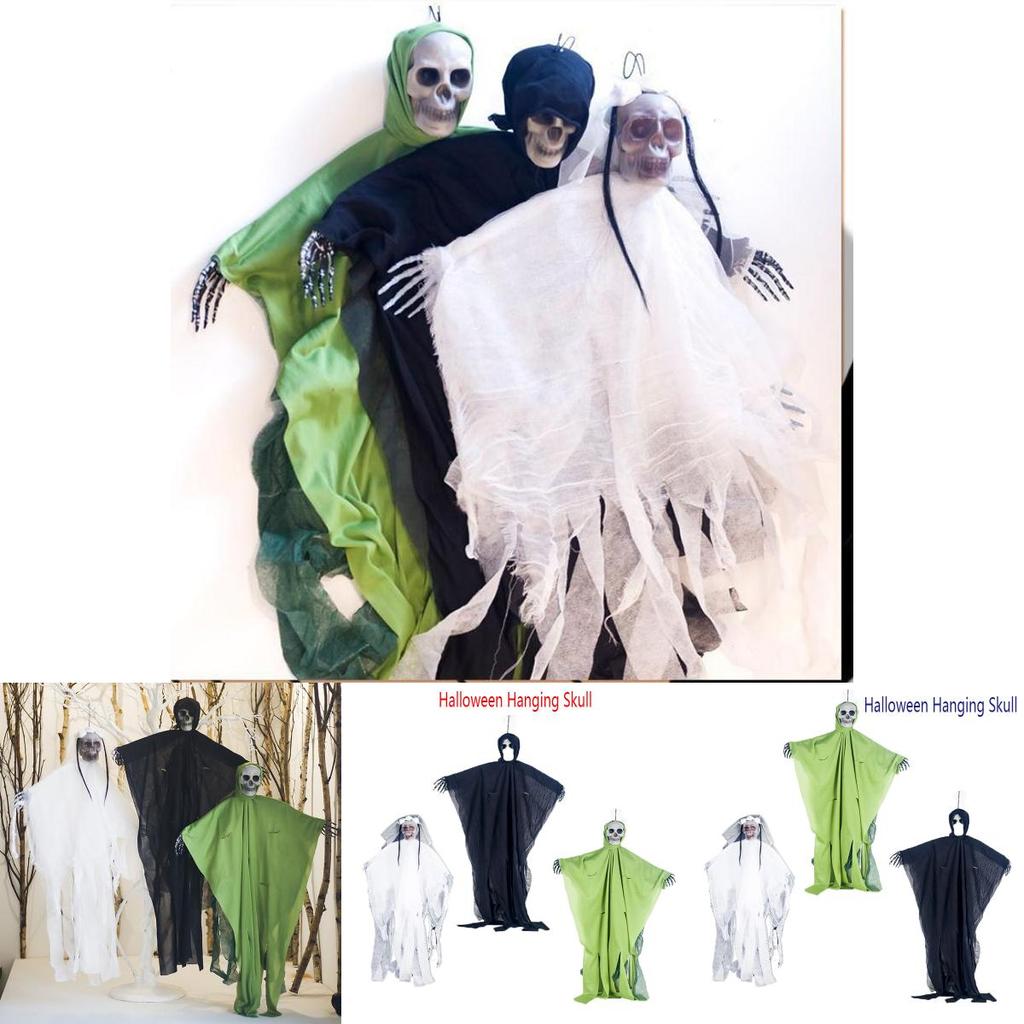 Creepy Halloween Hanging Skull Ghost Decoration With Realistic Details