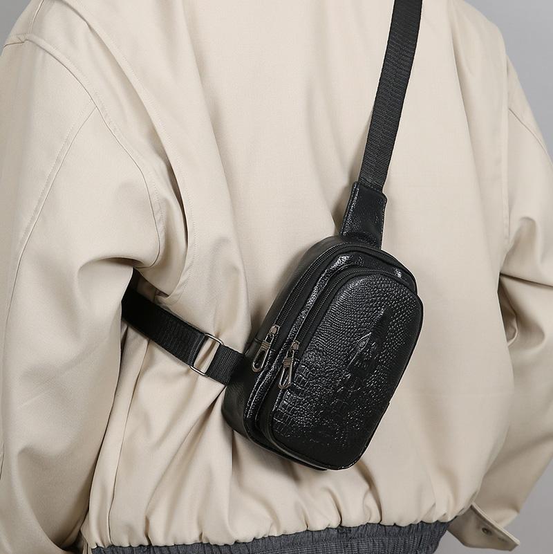 Versatile PU Leather Chest Bag - Professional Chest Sling for Work, Travel & Outdoor Activities (Fits Phone & Essentials)