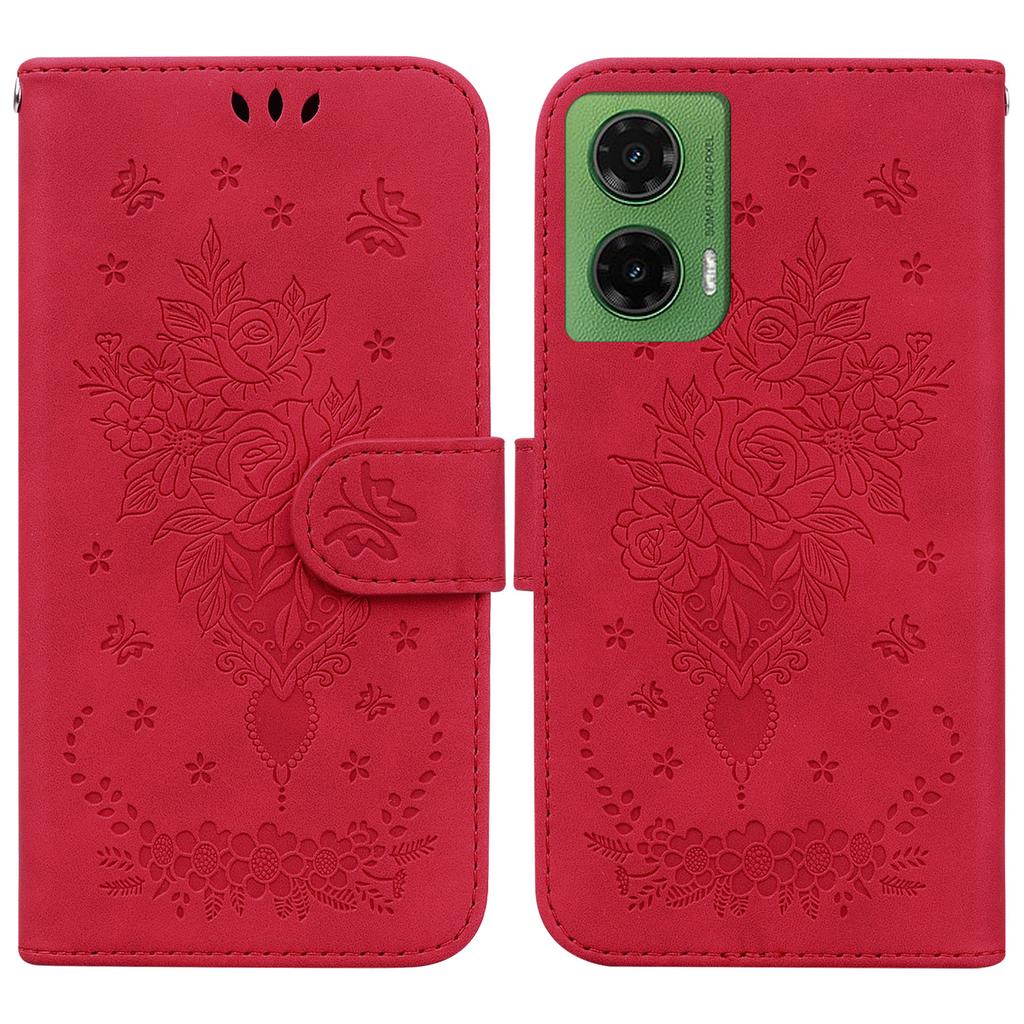Etui dla Motorola Moto G35 5G PU Skórzany Portfel Pokrowiec na Telefon Wzór Motyla i Kwiatów