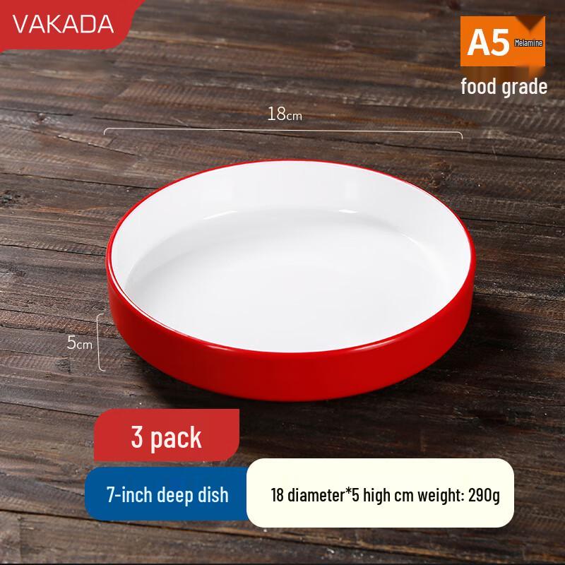 VAKADA Melamine Deep Round Dinner Plates (3-Pack)