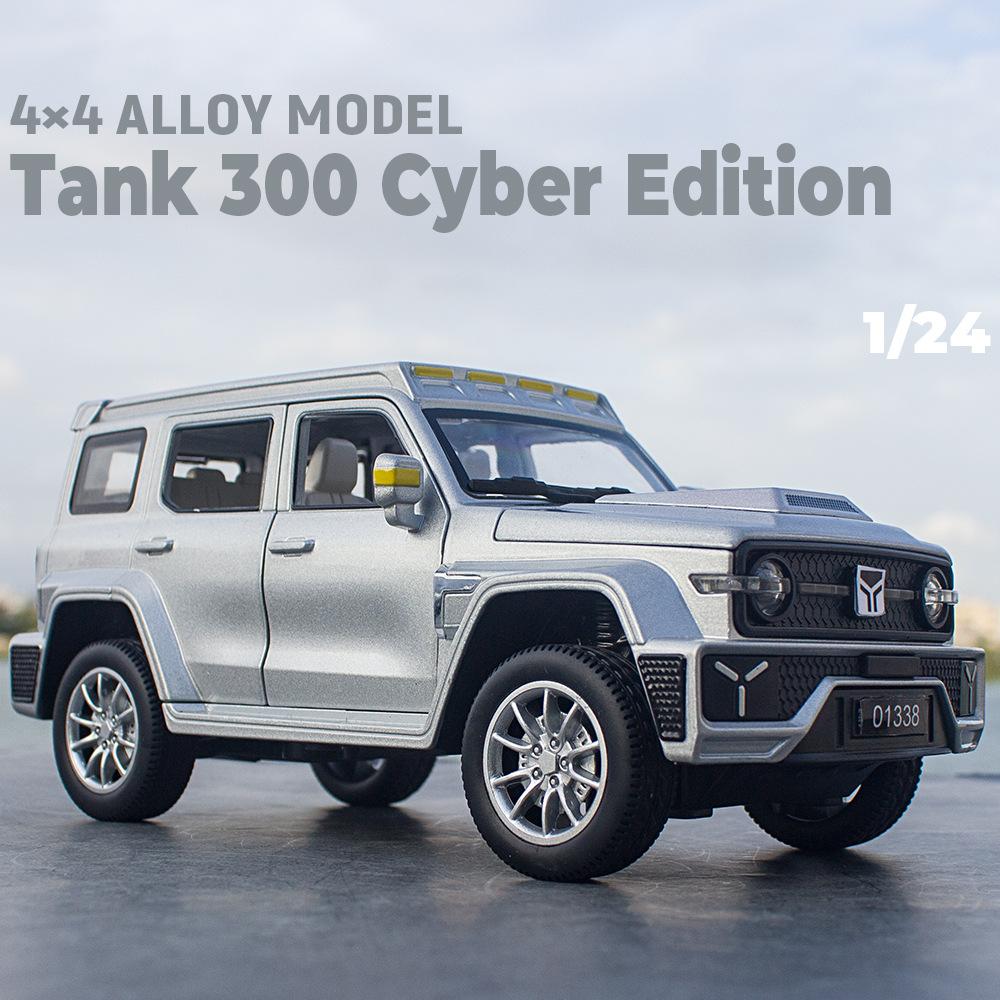 1/24 Scale Jeeps Wrangler Tank 300 Diecast Car Model Toy, Pull Back Toy Vehicle with Sound and Light for Kids Toddler Boys Girls Gift Collection