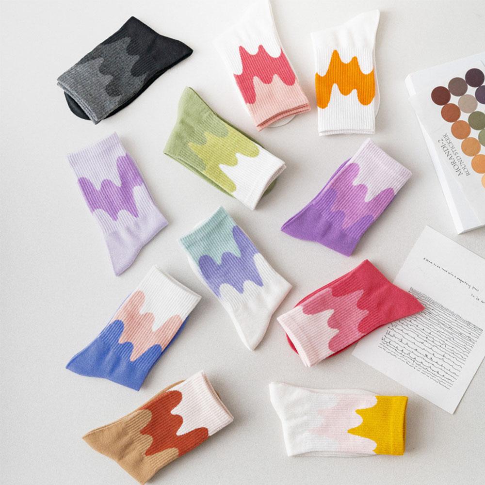 

Sneakers Women Long Funny Skateboard Cute Stockings Middle Tube Gradient Socks Cotton Socks чёрный