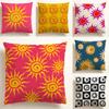 HSpiral Sun Print Cushion Cover Nordic Style Natural Linen Pillow Cover Durable Washable Pillowcase for Home Bedroom Sofa