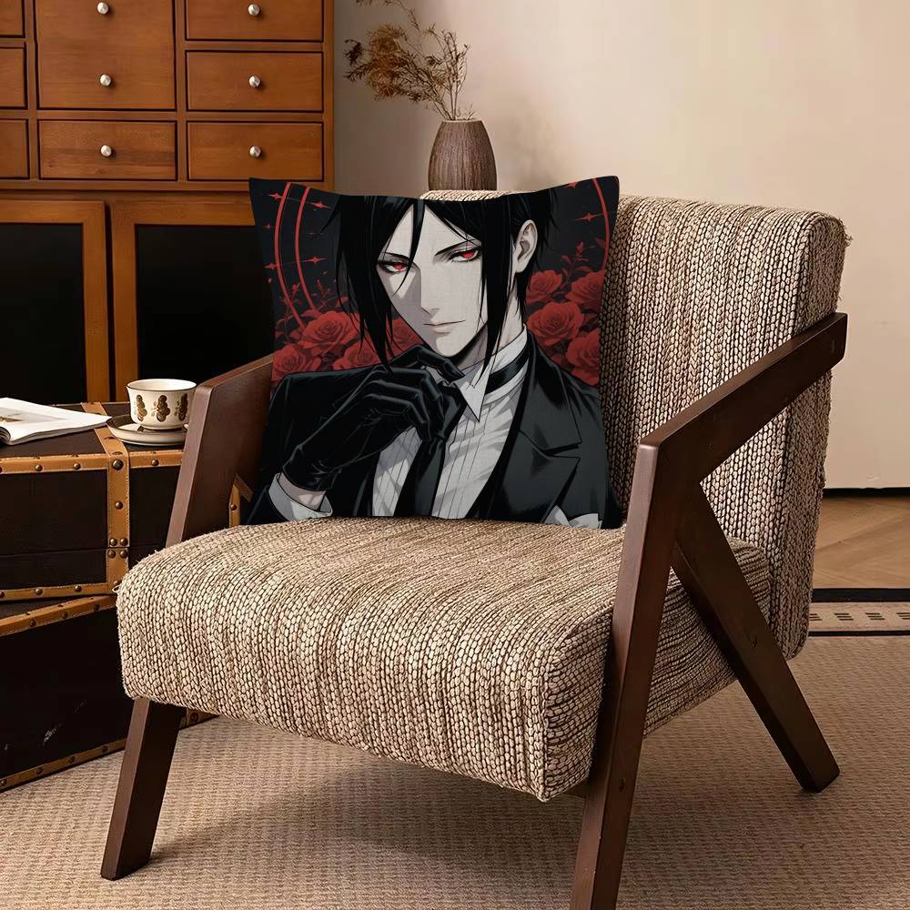 Manga BBlack BButler   Decorative Polyester Throw Pillow Cover Square Suitable for Home Office Coffee Shop Decor
