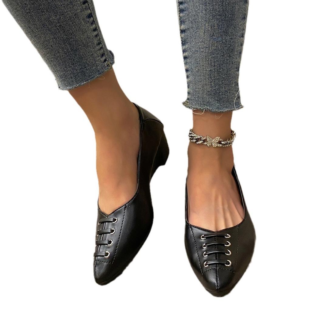 Spring and Autumn new fashion foreign trade large size women's shoes thick heel small leather shoes elegant temperament casual single shoes women