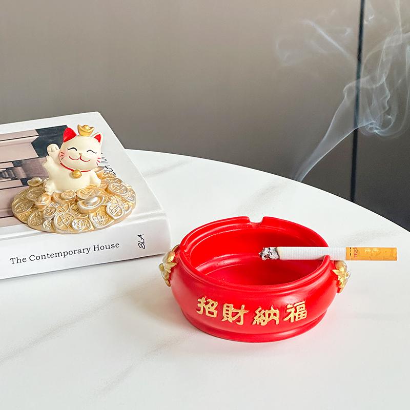 Creative Cute Lucky Cat Ashtray Windproof Living Room Desktop Decoration Lucky Cat Statue Home Decoration