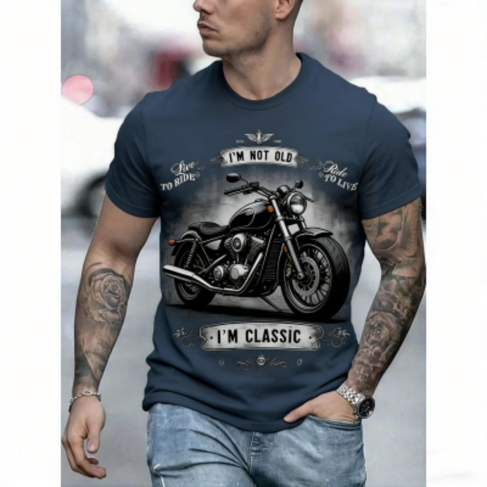 Fashion Europe America Summer Men's T-Shirt Motorcycle 3D Print Tees Top Loose Short Sleeve Streetwear Oversized Women T-shirt