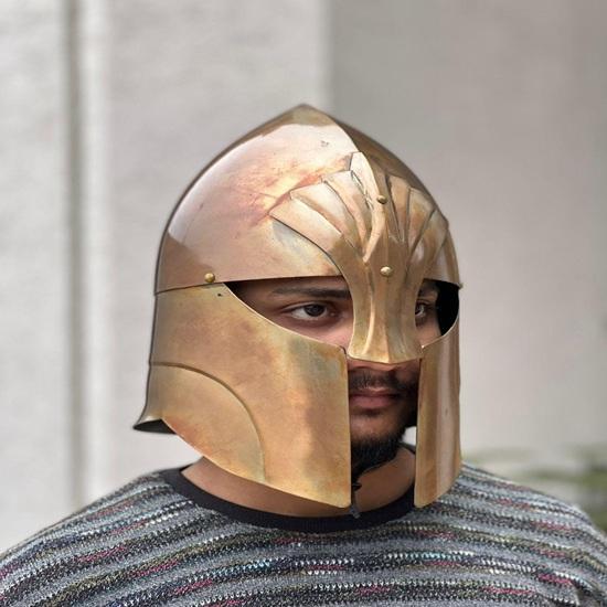 Elven Warrior Helmet Brass Medieval Fantasy Armor LARP Cosplay Handmade Costume