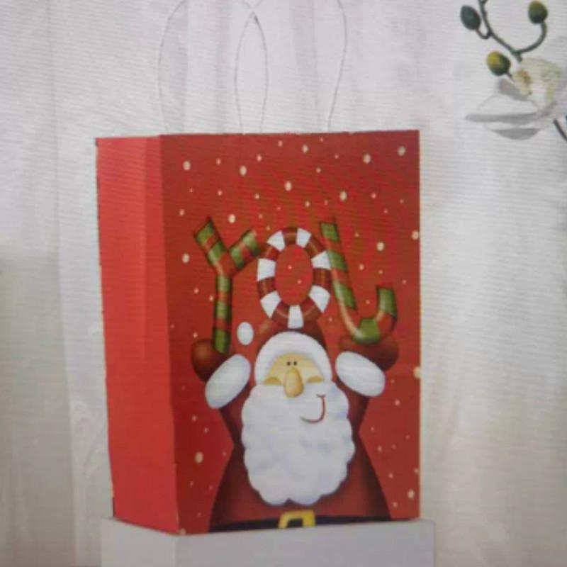 Christmas Gift Bag Kraft Paper Handheld Holiday Snowman Reindeer Theme Party Favors