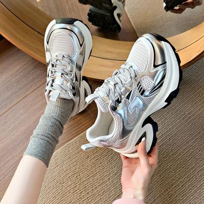 Baskets décontractées à plateforme ins nouveau printemps et automne chaussures de papa de rue frites chaussures pour femmes