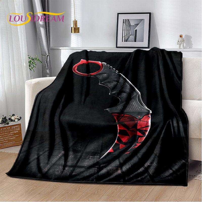 CS,knife,Swiss Knife Sword Games Soft Plush Blanket,Flannel Blanket Throw Blanket for Living Room Bedroom Bed Sofa Picnic Cover
