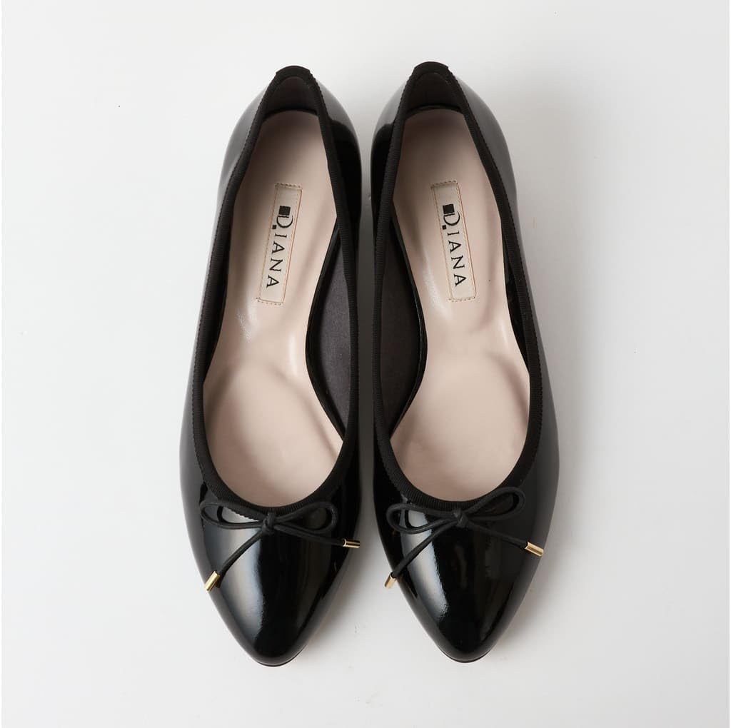 Diana Low-Heel Flats, Made in Japan, Black, Size 22.5cm, 114115600009