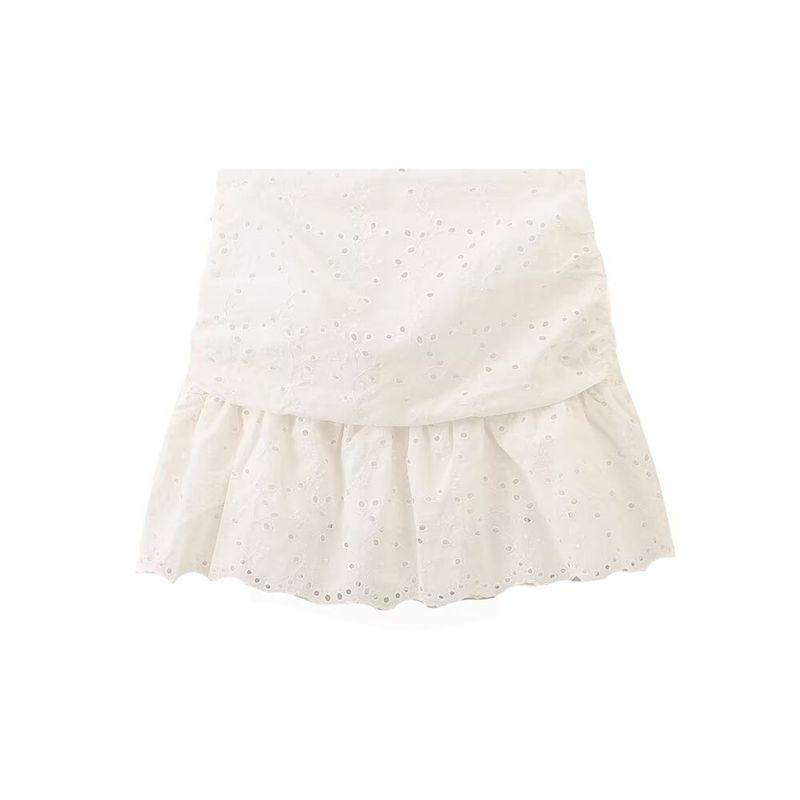 

Kaslead New Arrival Women s Clothing Fashion Style Fashion Hollowed-out Embroider Shirt Skirt 3666088 Short Skirt L