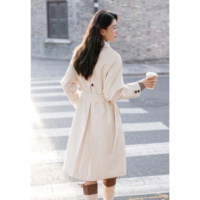 Mokana Women's Elegant Belted Long Trench Coat