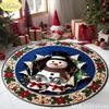 Christmas Round Rug, 3D Zipper Reindeer Pattern Soft Non-Slip Living Room Carpet, Festive Xmas Home Decor, Holiday Gift
