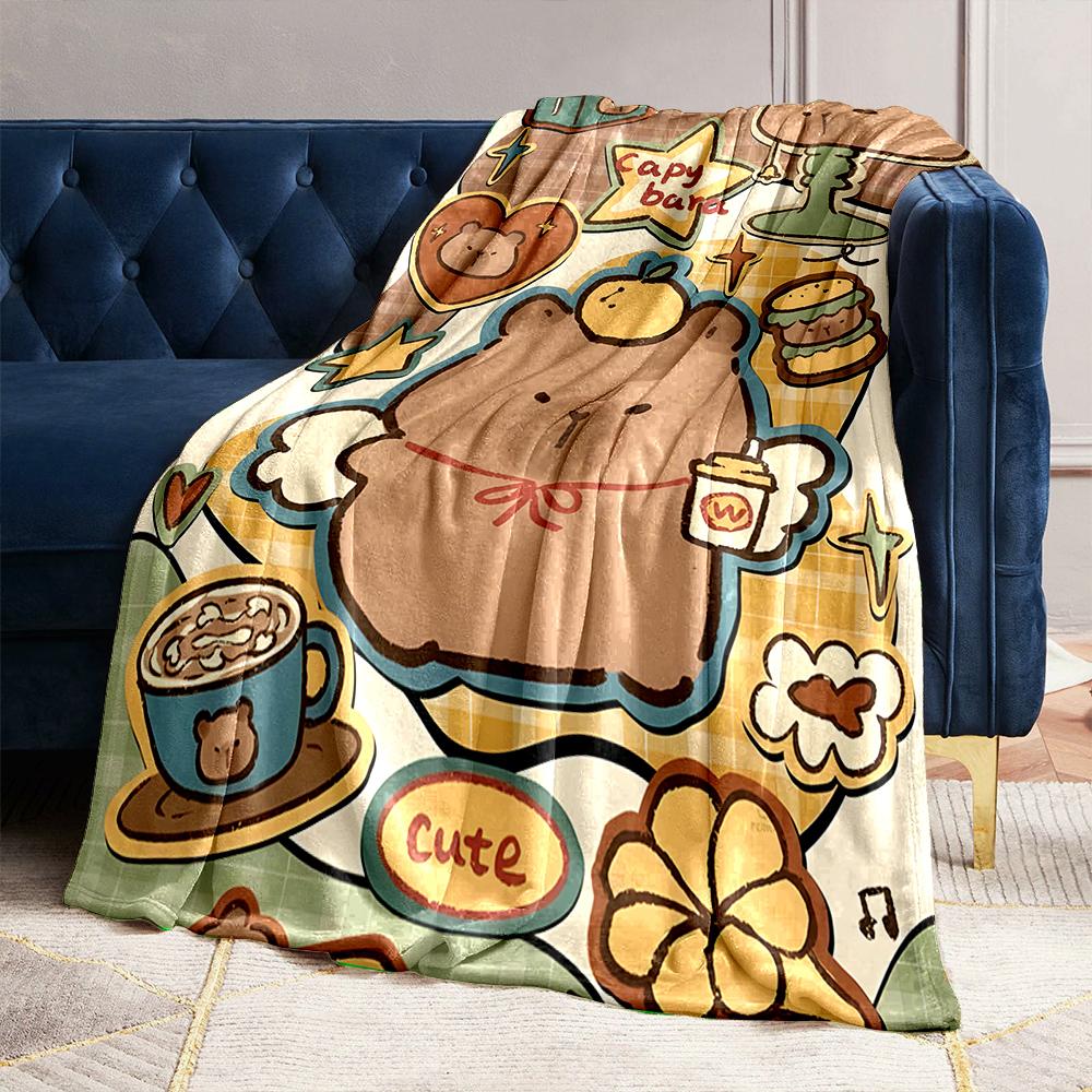 17 Styles Capybara Cartoon Print Blanket Warm Soft and Comfortable Home Travel Blanket Sofa Bedding Camping Blanket for Gifts