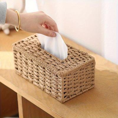 Hand - Knitted Tissue Box, Vintage Tissue Dispenser, Bohemian - Style Tissue Box. Suitable for Both Home and Office Use.