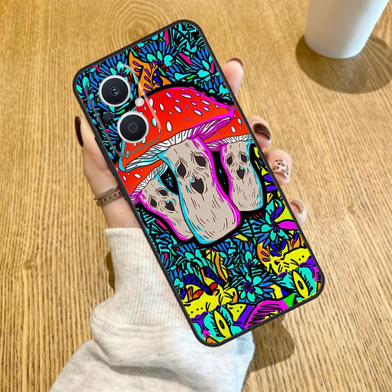 Mushroom Psychedelic Trippy Frog Funda For OPPO Reno 13 F 14F 12F 11F 8T 7 8 Lite 10 11 12 14 OPPO Find X5 X6 X8 X9 Pro Case