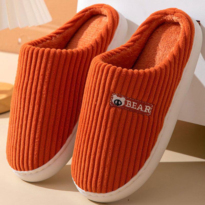 Cozy Korean Style Non-Slip Cotton Slippers for Winter - Unisex, Thick-Soled for Indoor Warmth