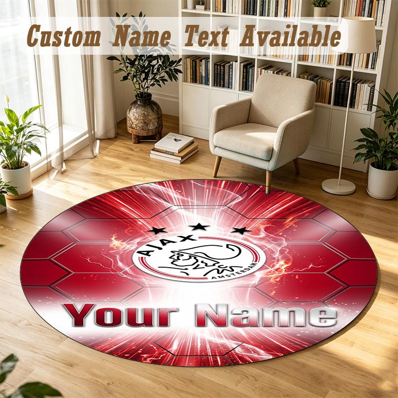 Round Rug Custom NameAjax Amsterdam Pattern Non Slip Carpet Home Floor Decor