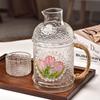 Japanese Style High Temperature Resistant Hammered Glass Water Jug Large Capacity Handle Pitcher with Cups Set
