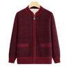 Mom autumn and winter crew neck cardigan fleece thermal top medium and old loose casual comfortable grandma coat