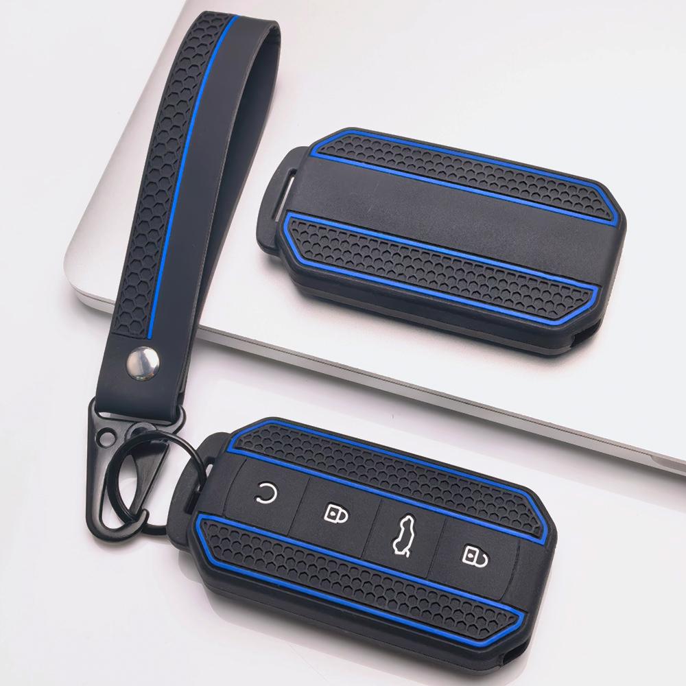 Key Fob Cover for Chery Tiggo with Keychain Anti-Scratch Guard Shockproof Protection Soft Grip Texture Responsive Button Touch Dust Resistant Cover