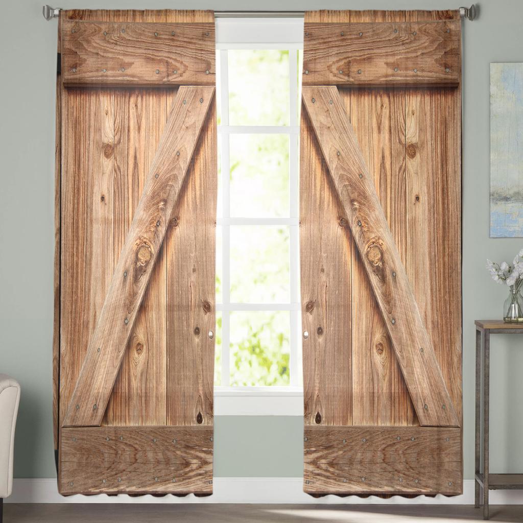 Holztür Voile Vorhang für Schlafzimmer Tüll Voile Vorhang für Küche Wohnzimmer Dekor Fensterbehandlung