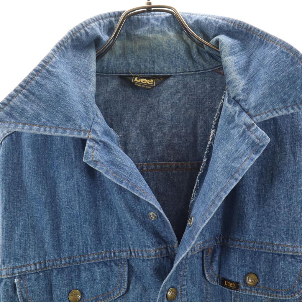 Lee 70s Made In USA Vintage Denim Jacket L Wash Blue Jeans Men's Used