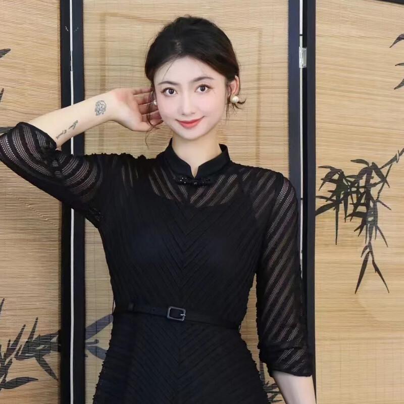 ELLASSAY Women's Elegant New Chinese Style Midi Dress