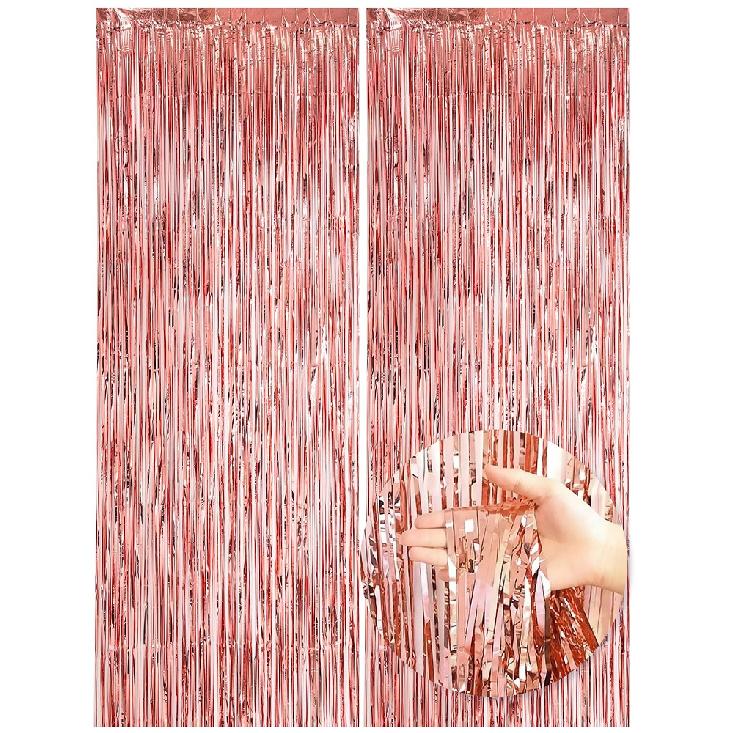 2pcs-1*2m Metal Foil Fringed Curtains for Party Background Wall Decoration Tassel Shiny Aluminum Film Wall Curtains 5