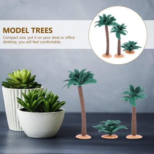 KALLORY Realistic Trees, Set of 3, Landscape Model Trees, Interior Greenery for Miniature Gardens, Artificial Plant Decorations, PVC, Perfect for Desk