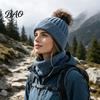 Non Slip Knit Hats Winter Knitted Hat for Women, Cold Weather Fleece Lined with Pom Comfortable Head Gear Pom, Chunky Snow Hat, Soft Ribbed