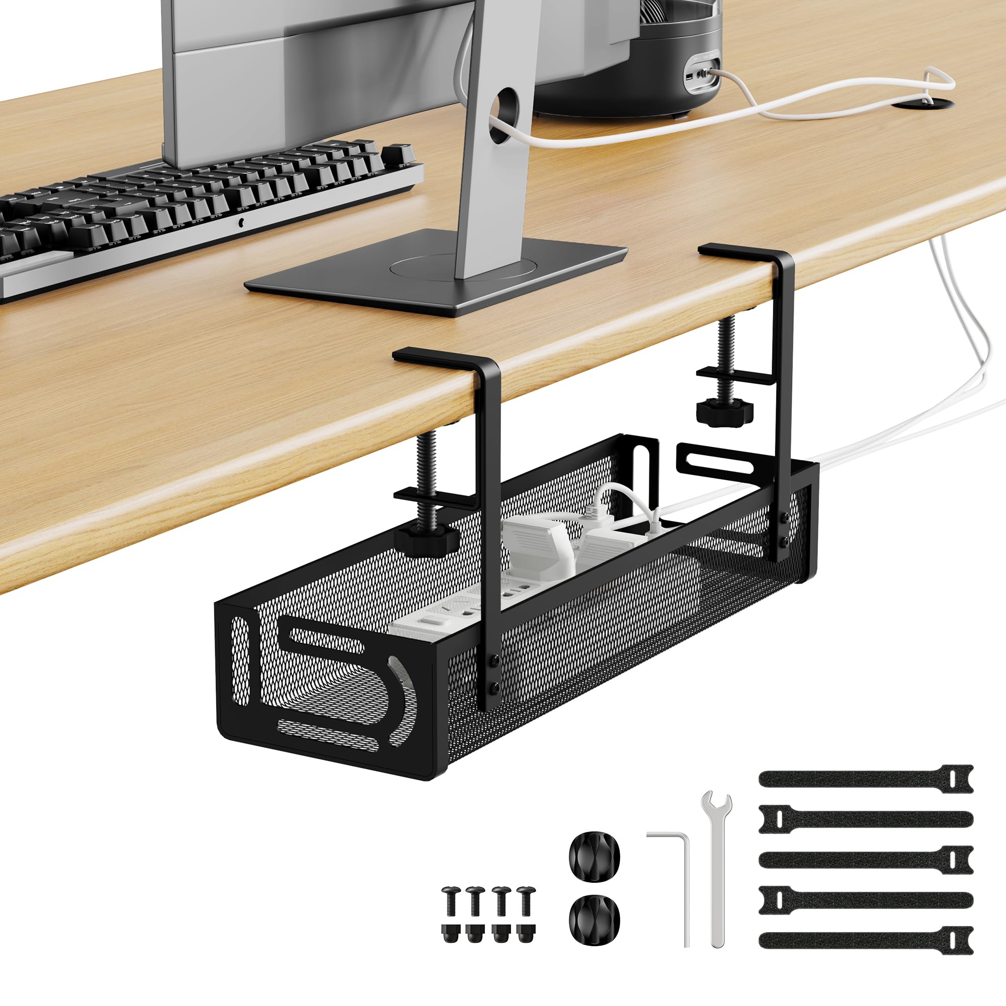 

Oterri Cable 40cm Fits Desk Tops No Drilling or Adhesive Easy Cable Japanese Instruction Manual Black Tray, Wide, Under-Desk Storage, 1-5cm Thick, чёрный