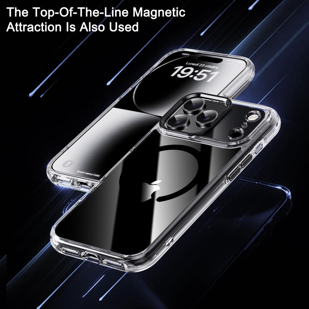 IPAKY For iPhone 17 Pro Max Clear Case Compatible with MagSafe Shockproof TPU+PC Phone Back Cover
