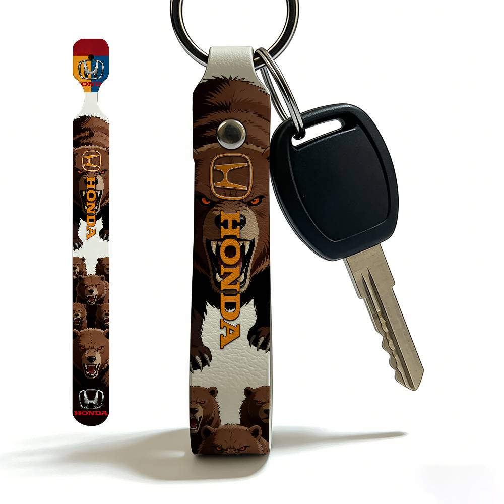 For Honda PU Leather Motorcycle Keychain Universal Motorbike Key Ring Holder For Riders Men Gift BO8