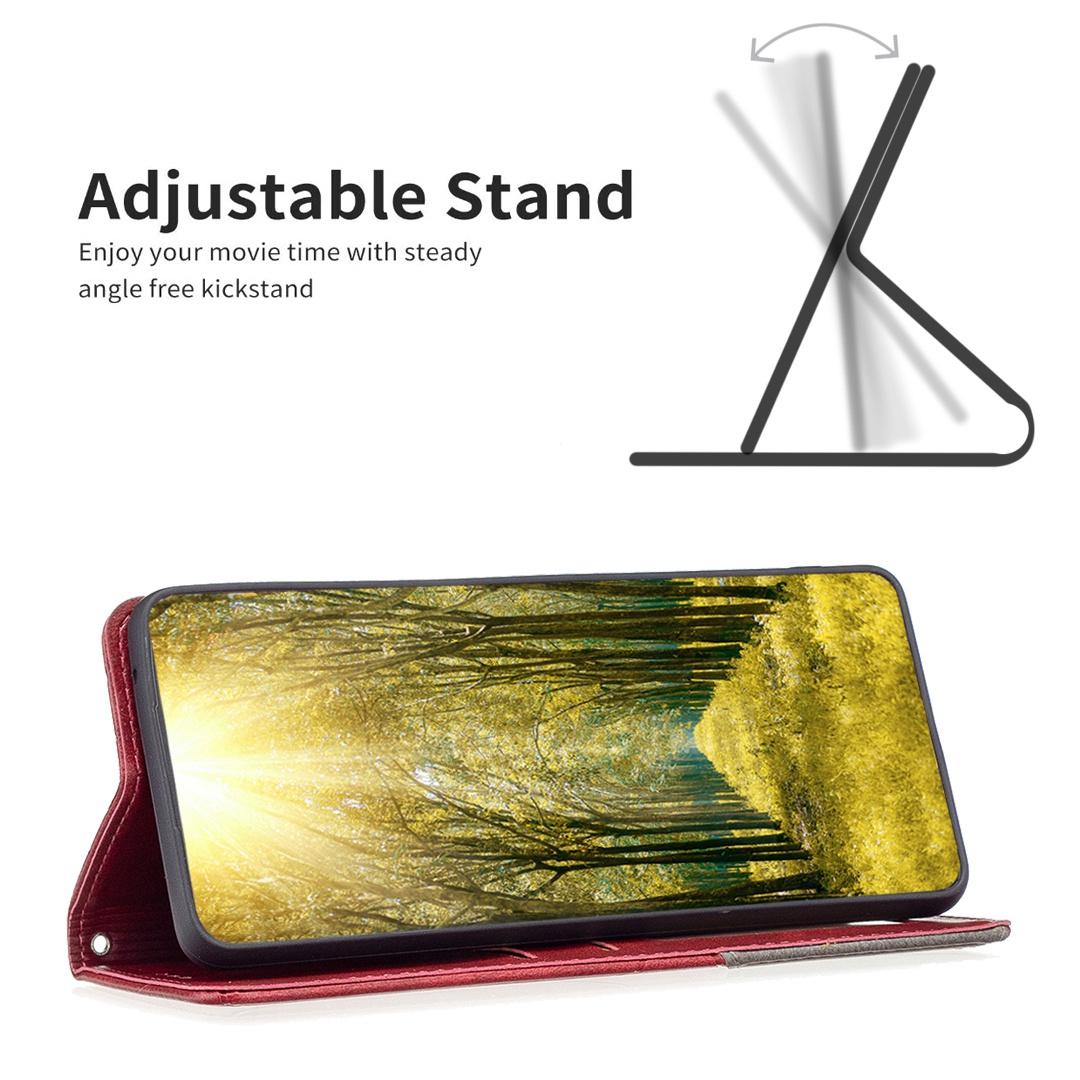 

For Samsung Galaxy A54 5G Leather Case with Card Holder Imprinting Pattern Phone Stand Cover Red
