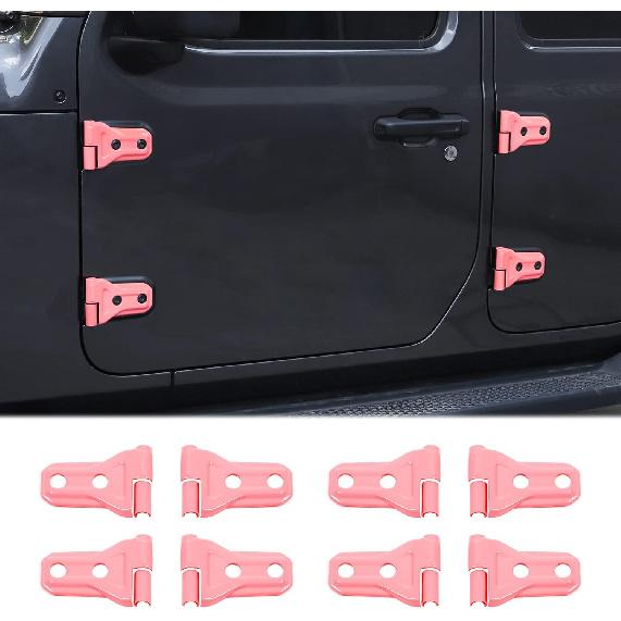 8PCS Door Hinge Cover Trim Accessories for 2018-2024 2025+ Jeep Wrangler JL JLU 2020-2024 2025+ Jeep Gladiator JT (Matt Black)