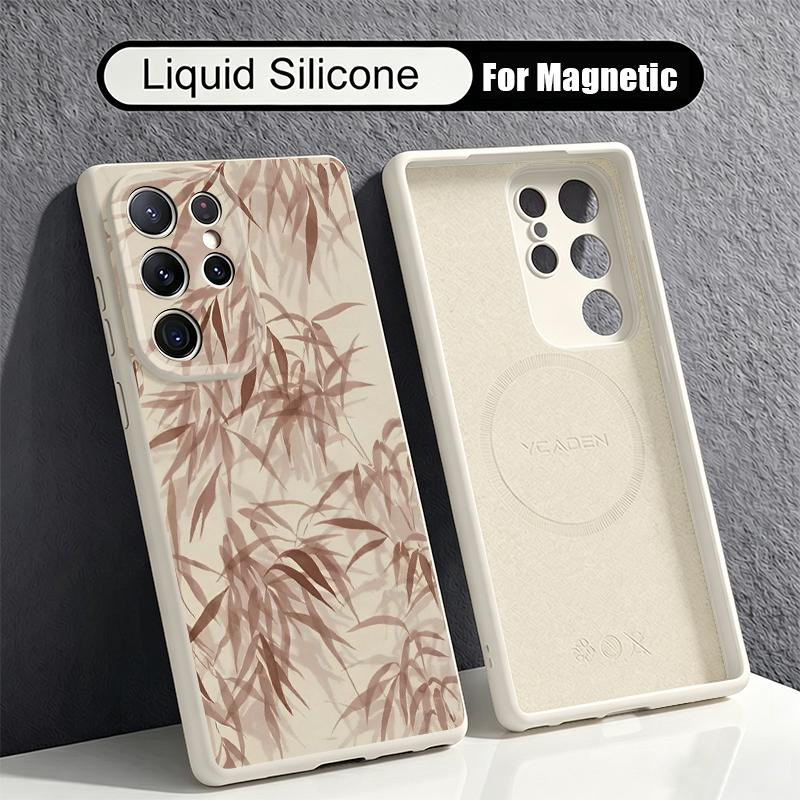 Cartoon Flowers Print Case For Samsung Galaxy S26 S25 Ultra S24 Plus S23 S22 Ultra Magnetic For Magsafe Liquid Silicone Cover