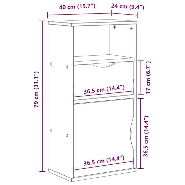 VidaXL Armoire latérale tiroir ODDA blanc 40x24x79 cm bois massif pin, armoire, buffet, meuble de rangement de cuisine, 4103600