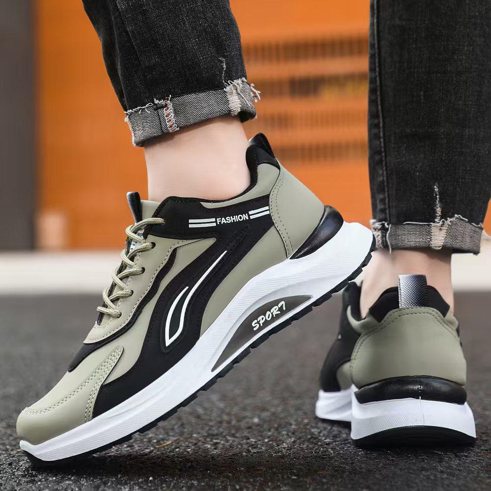 Men's shoes spring and autumn waterproof leather surface sports casual running shoes low top lightweight comfortable soft sole outdoor shoes