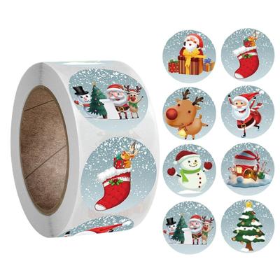 Christmas Decorations Stickers Seals Santa Claus Snowman Reindeer 500 Pieces Reward Gift Self-adhesive Packaging Cute Elk Wreath Hat Socks Snowflake