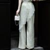Lanseer Elegant Acetate Lace Trim Wide Leg Pants