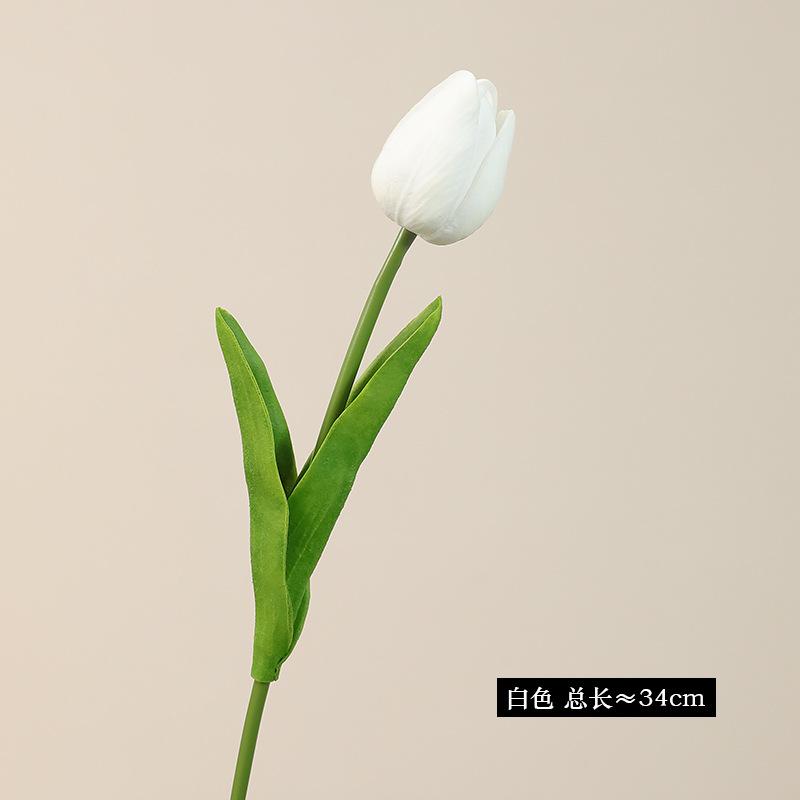 High-end simulated flower tulip fake flower wet feeling living room light luxury indoor dining table decoration high-end bouquet decoration ornament