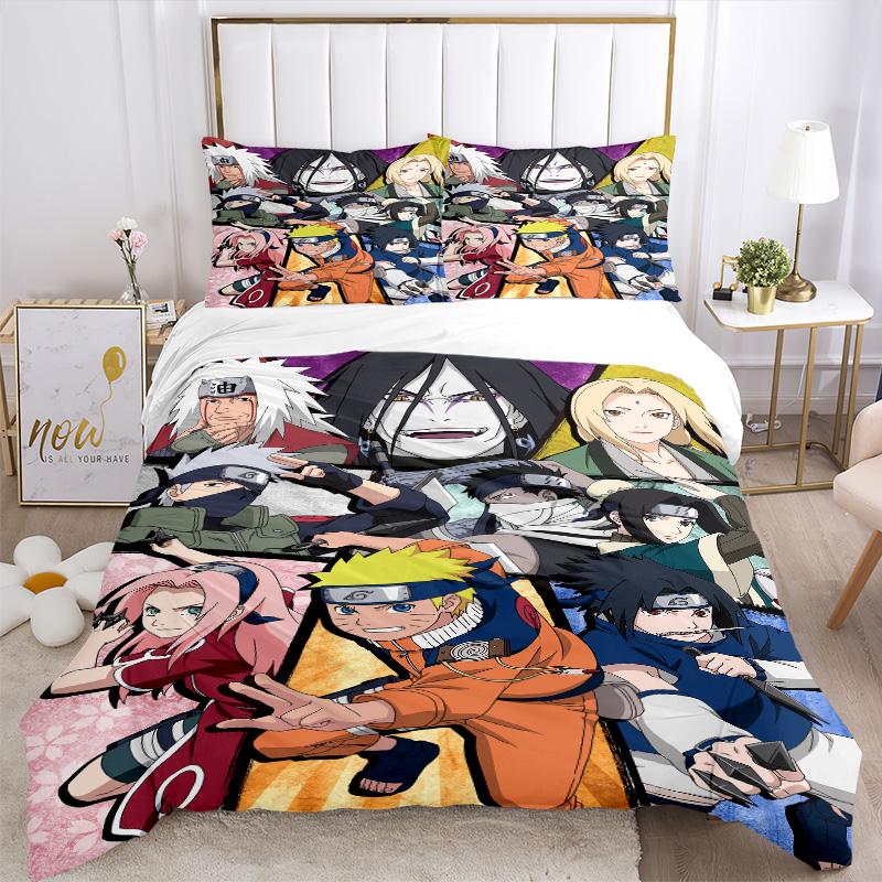 Naruto Friends Print 3Pcs Bedding Setduvet Cover With 2 Bedropillowcase Home Birthday Gift